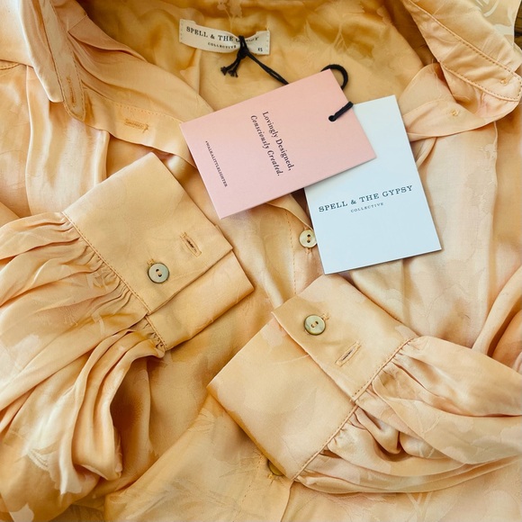 NEW!! RARE!! SPELL AND THE GYPSY COLLECTIVE VERONA MINI SHIRT DRESS LEMON BUTTER - Picture 13 of 16